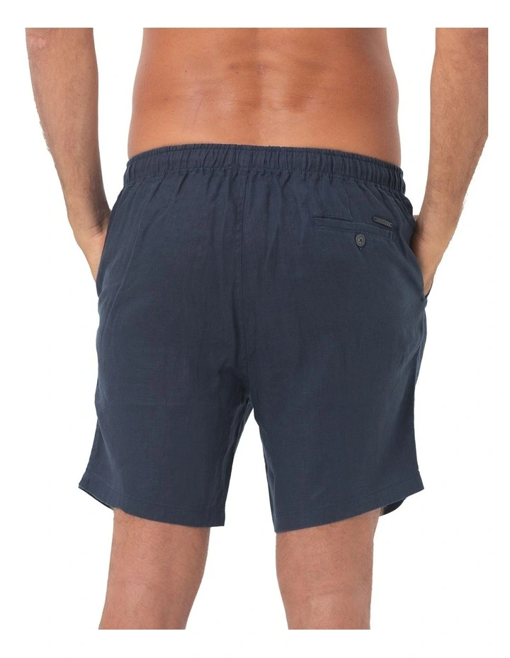 Linen Short in Navy image 2
