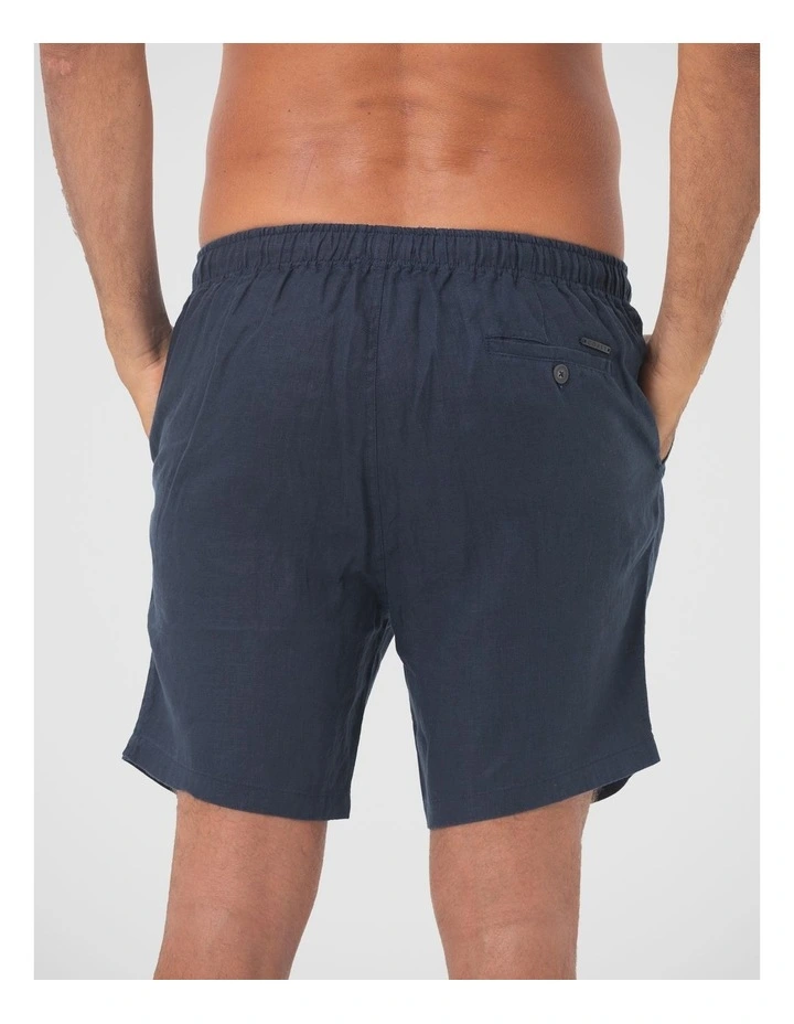 Linen Short in Navy image 2
