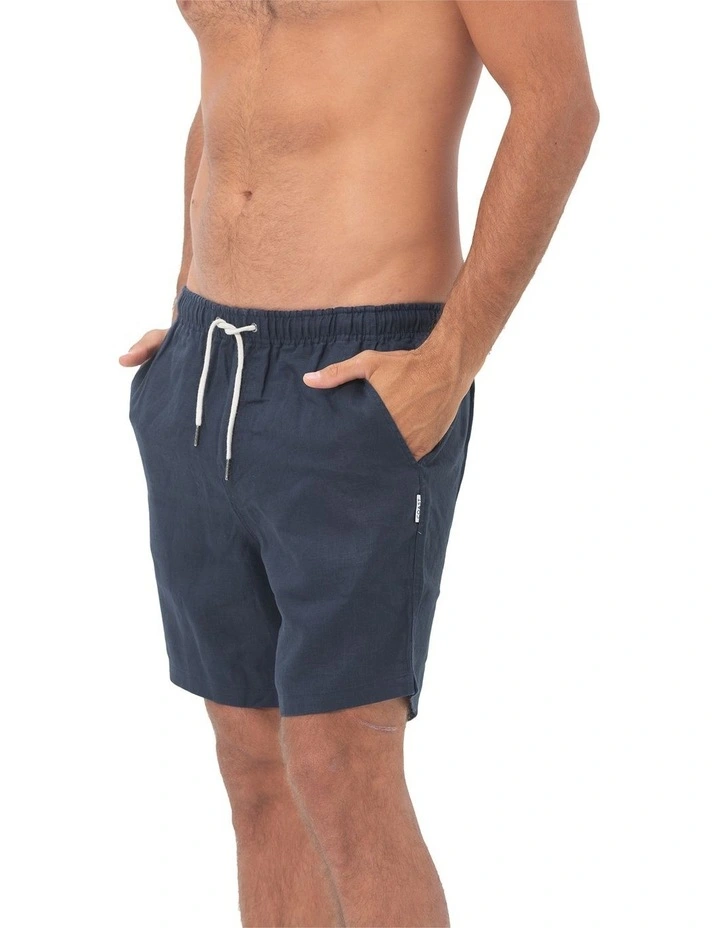 Linen Short in Navy image 3