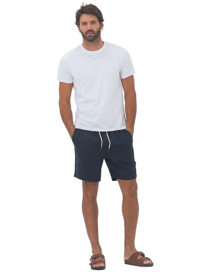 Linen Short in Navy image 6