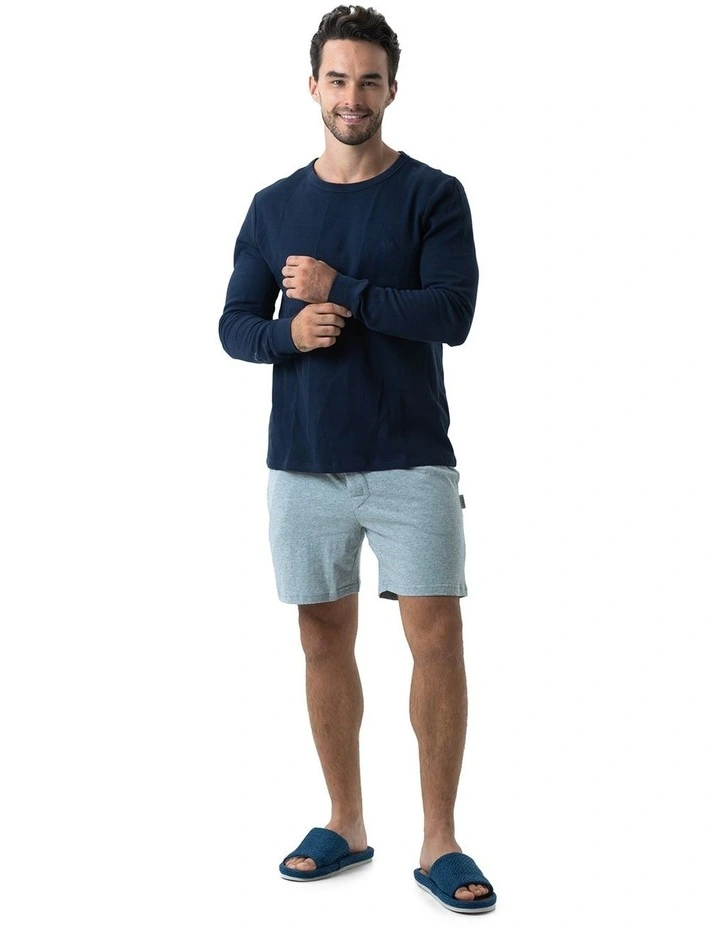 Long Sleeve Waffle Top in Navy image 4