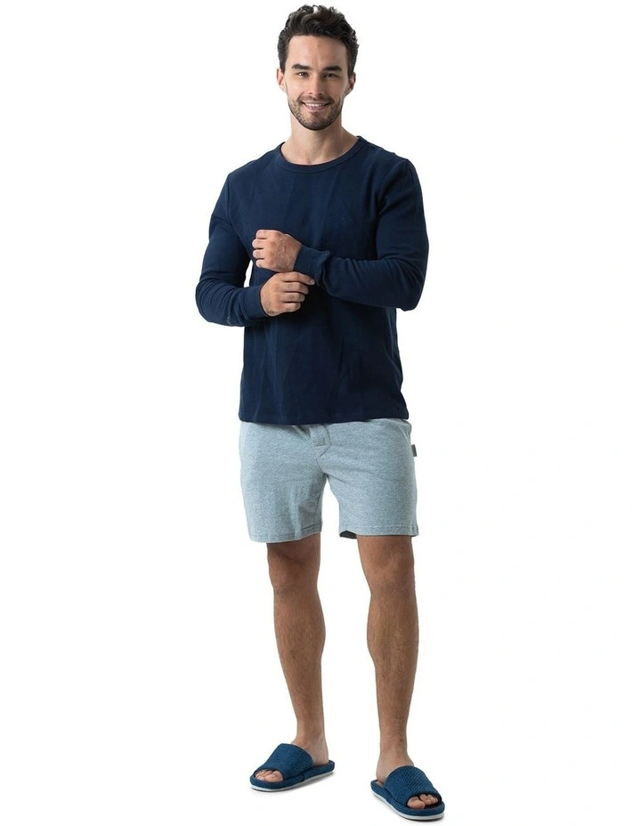 Long Sleeve Waffle Top in Navy image 5