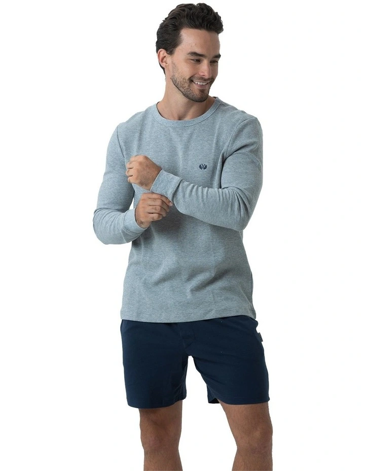 Long Sleeve Waffle Top in Grey image 1