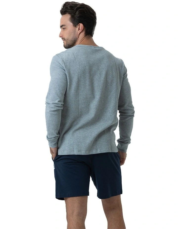 Long Sleeve Waffle Top in Grey image 2