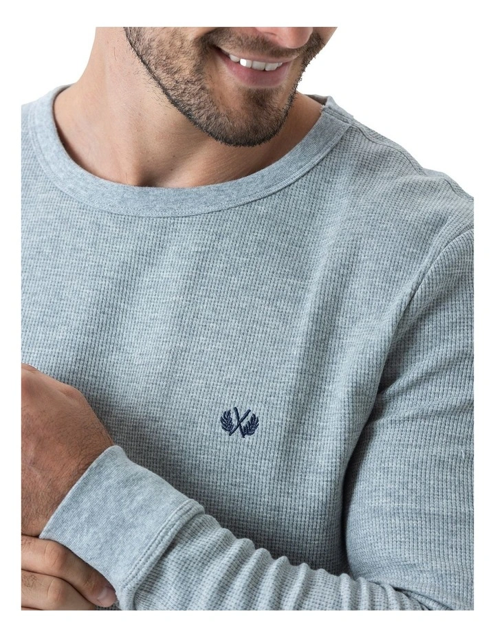 Long Sleeve Waffle Top in Grey image 4