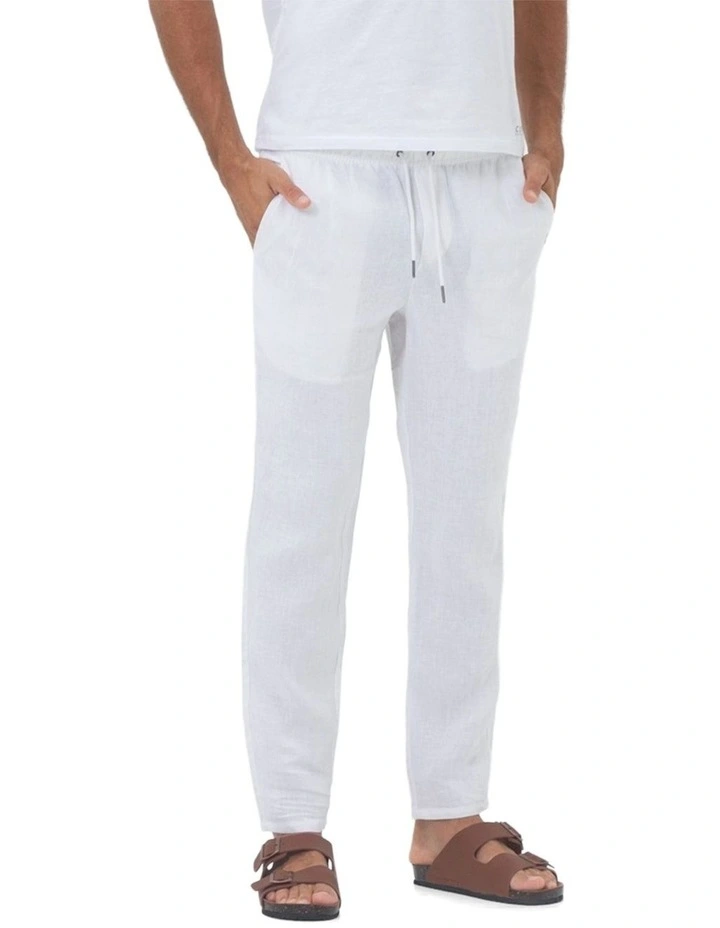 Linen Pant in White image 1
