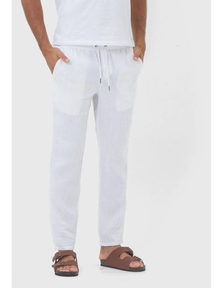 Linen Pant in White image 1