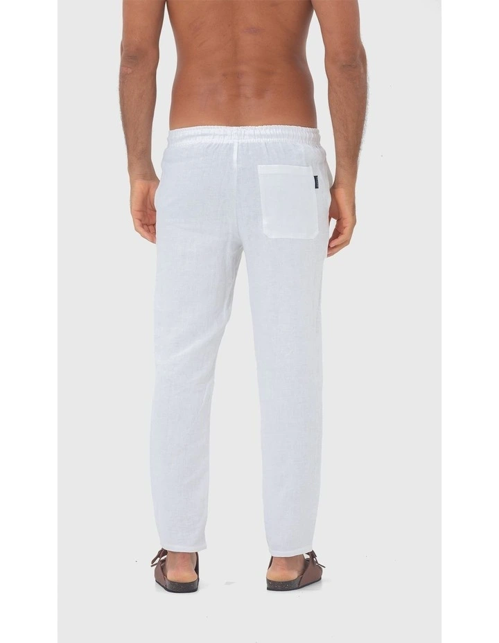 Linen Pant in White image 2