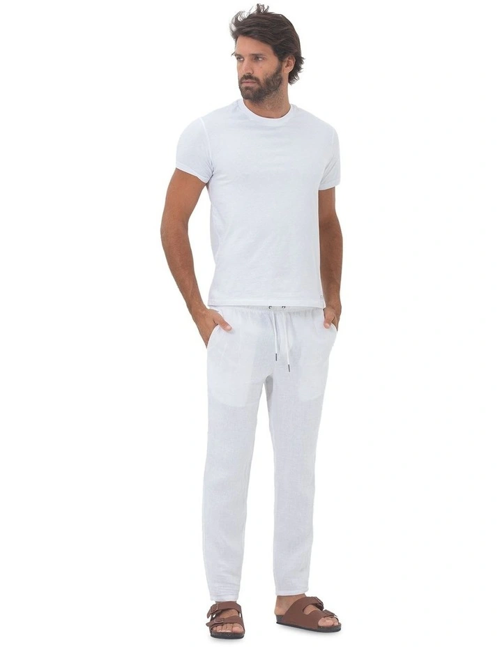 Linen Pant in White image 4