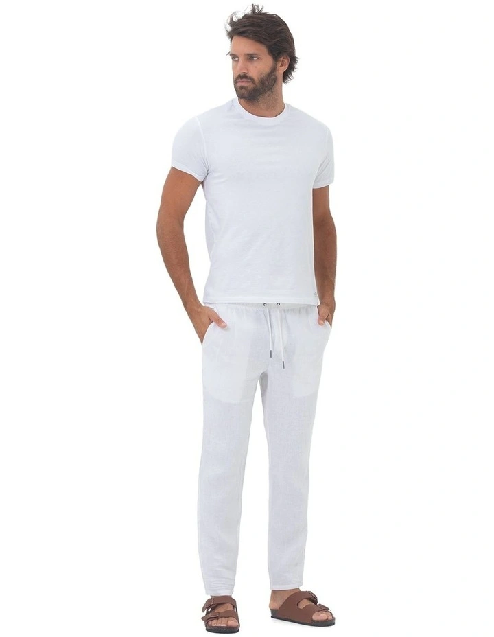 Linen Pant in White image 4