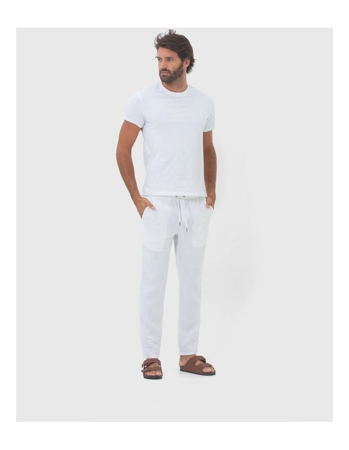 Linen Pant in White image 4