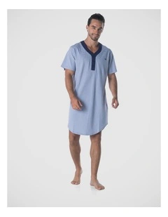 Short Sleeve Knit Nightshirt in Blue