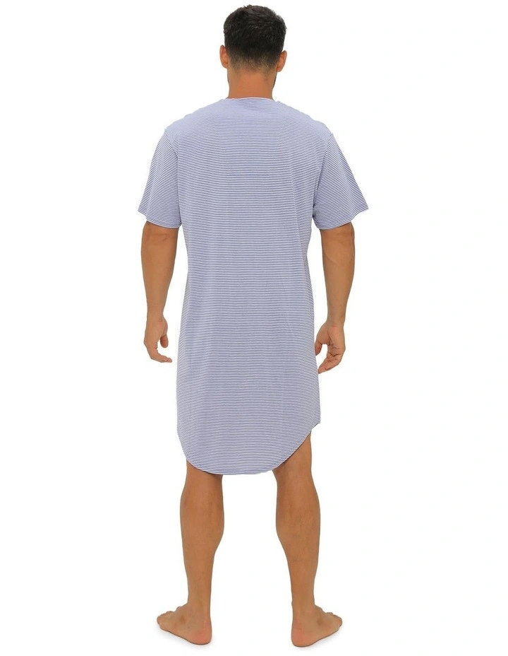 Short Sleeve Knit Nightshirt in Blue image 2