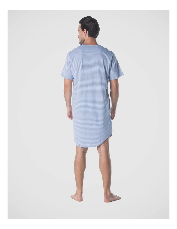 Short Sleeve Knit Nightshirt in Blue image 2