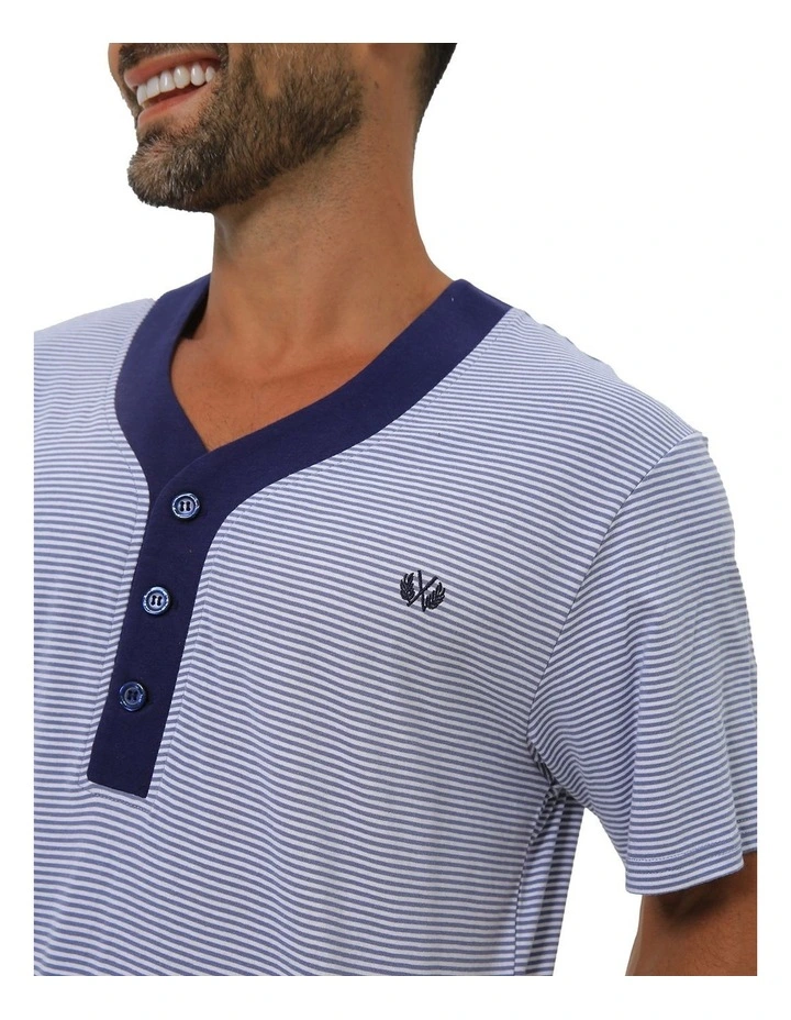 Short Sleeve Knit Nightshirt in Blue image 4
