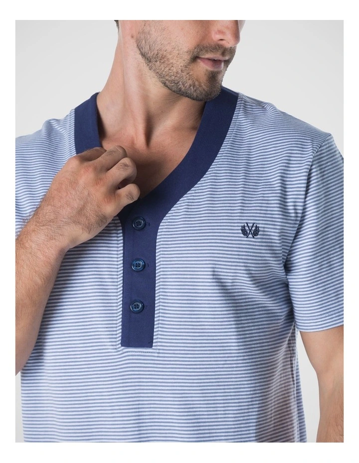 Short Sleeve Knit Nightshirt in Blue image 4