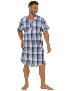 Woven Check Nightshirt in Blue