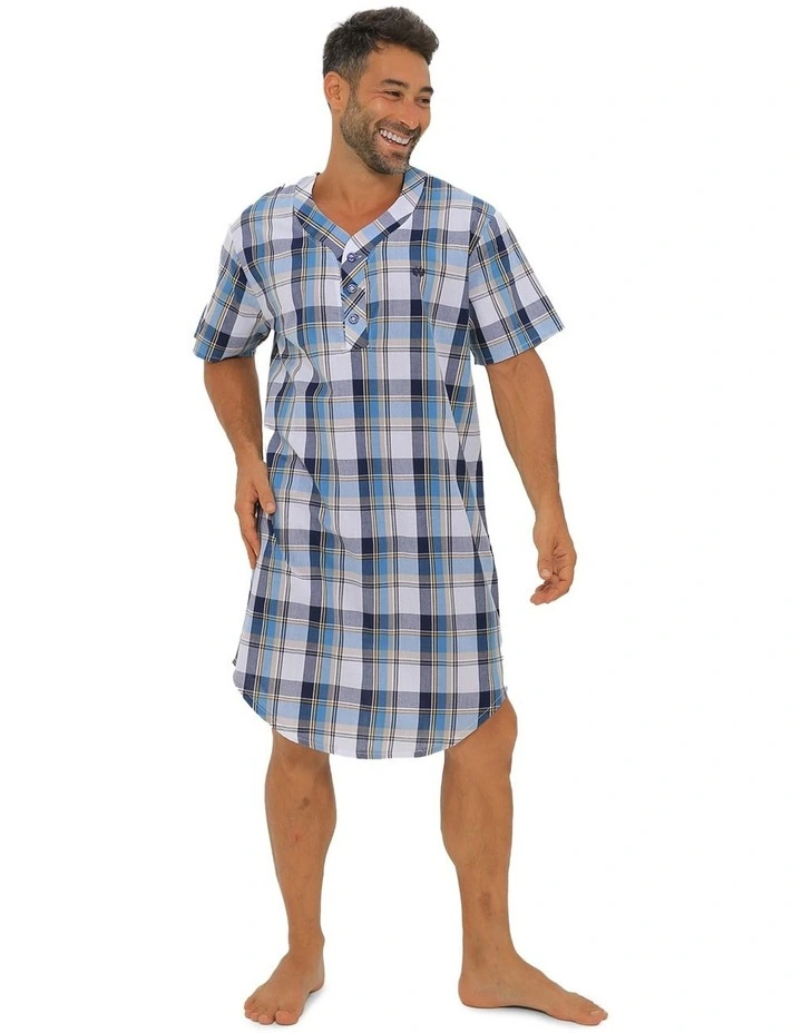 Woven Check Nightshirt in Blue image 1