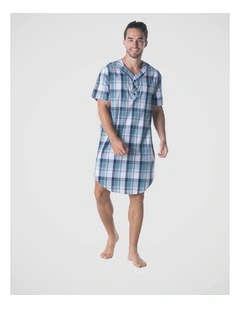 Woven Check Nightshirt in Blue