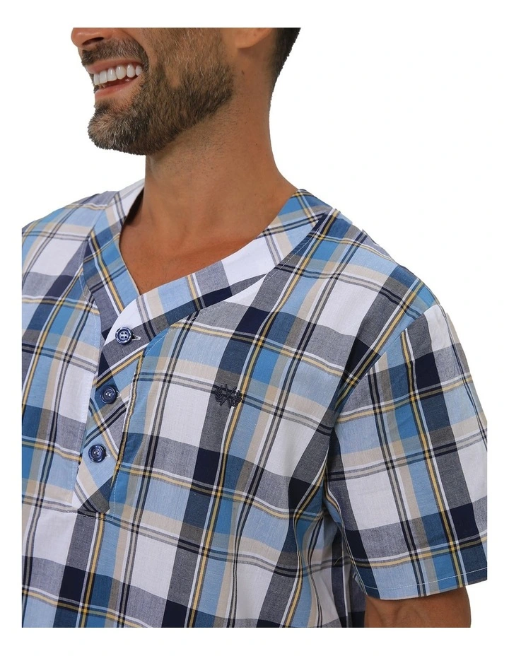 Woven Check Nightshirt in Blue image 4