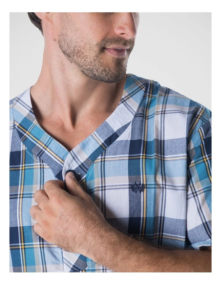 Woven Check Nightshirt in Blue image 4