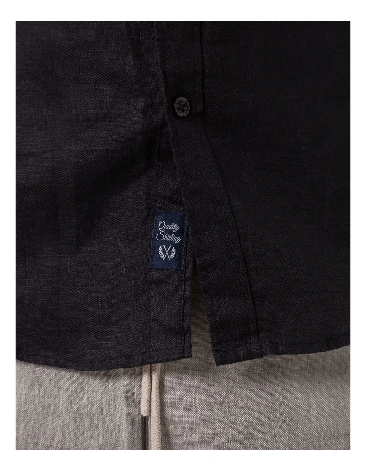 Long Sleeve Linen Shirt in Black image 5