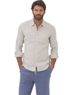 Linen Long Sleeve Shirt in Sand