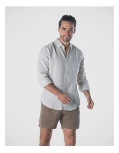 Linen Long Sleeve Shirt in Sand