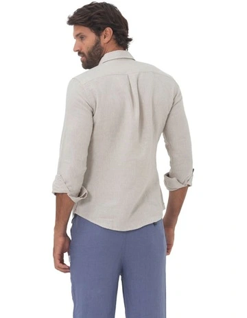 Linen Long Sleeve Shirt in Sand