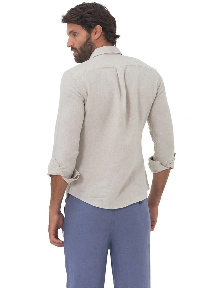 Linen Long Sleeve Shirt in Sand image 2