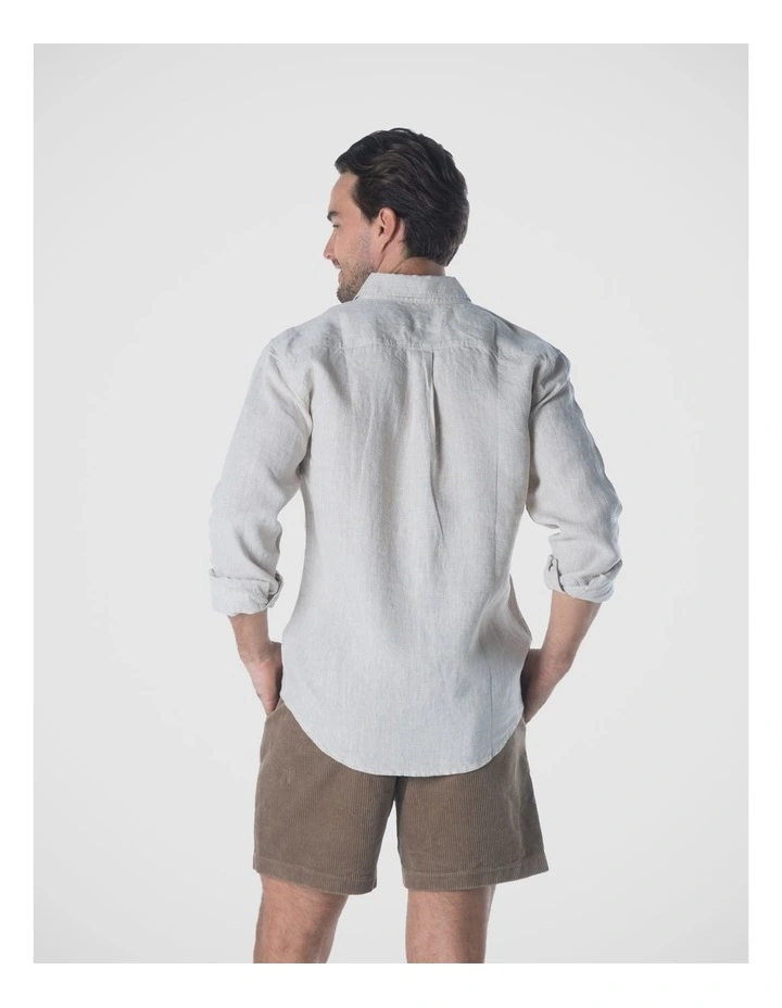 Linen Long Sleeve Shirt in Sand image 2