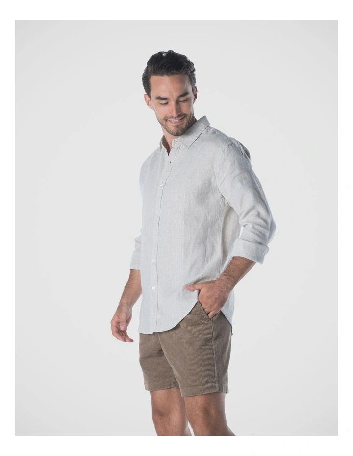 Linen Long Sleeve Shirt in Sand image 3