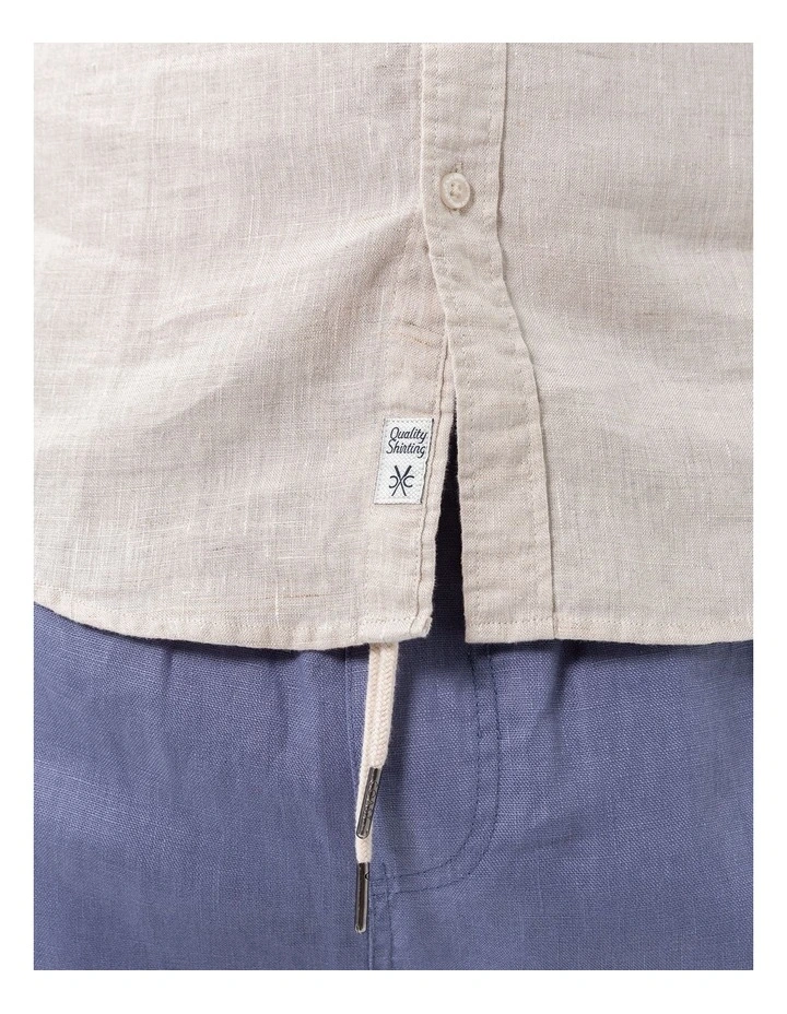 Linen Long Sleeve Shirt in Sand image 4