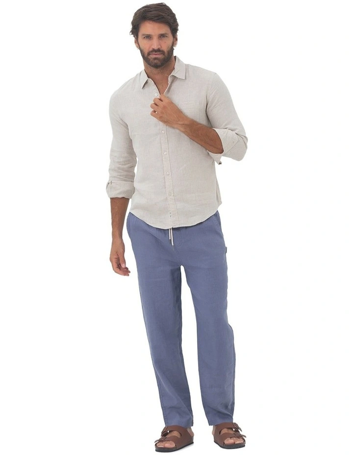 Linen Long Sleeve Shirt in Sand image 5