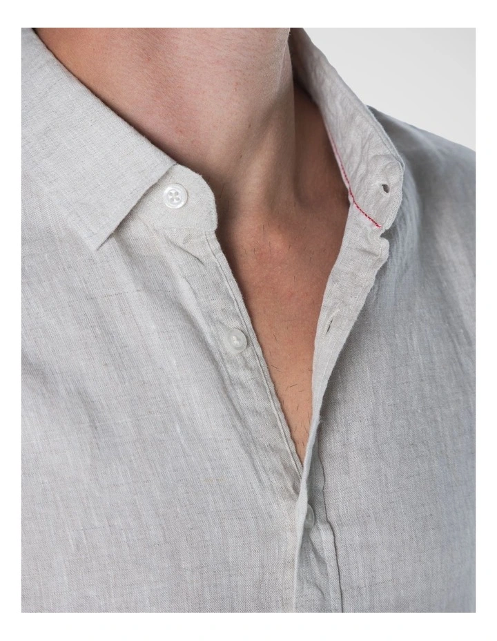 Linen Long Sleeve Shirt in Sand image 5