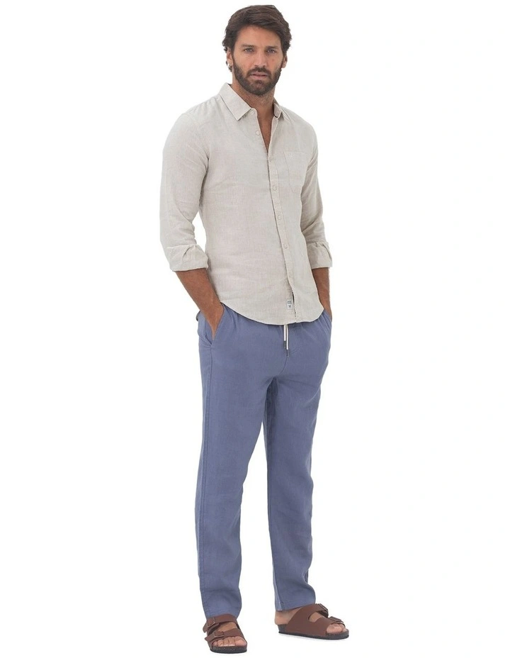 Linen Long Sleeve Shirt in Sand image 6