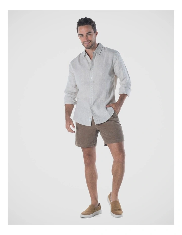 Linen Long Sleeve Shirt in Sand image 6