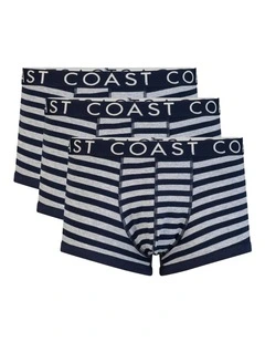 Stripe Boxers Gift 3 Pack in Navy Multi