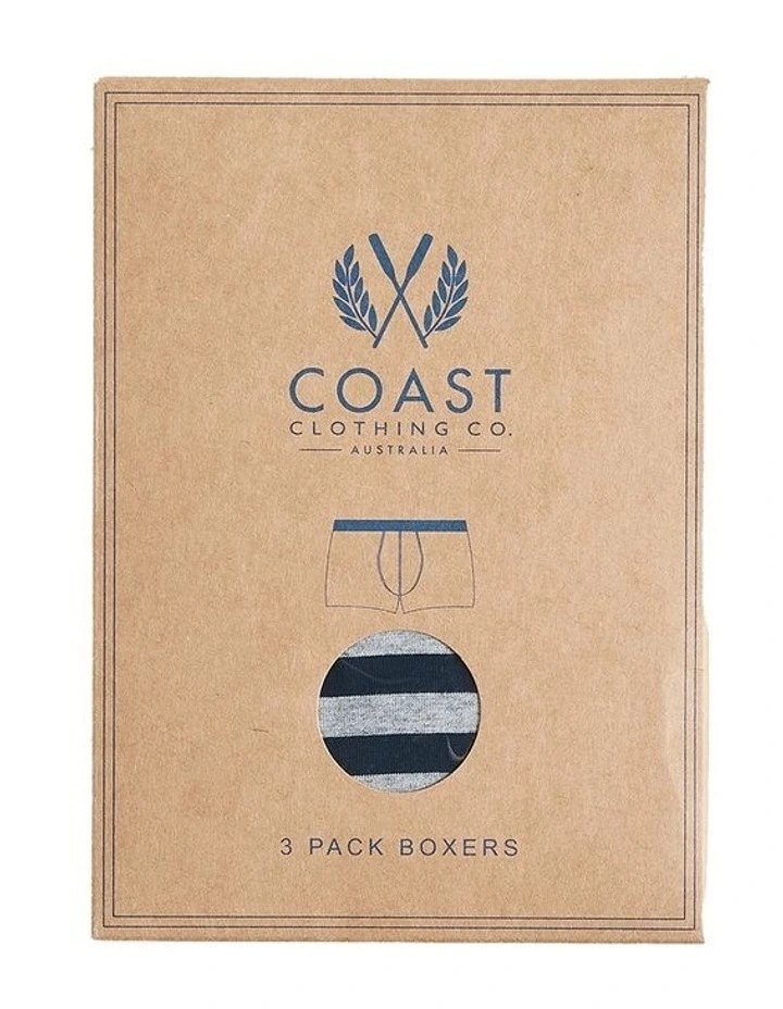 Stripe Boxers Gift 3 Pack in Navy Multi image 6
