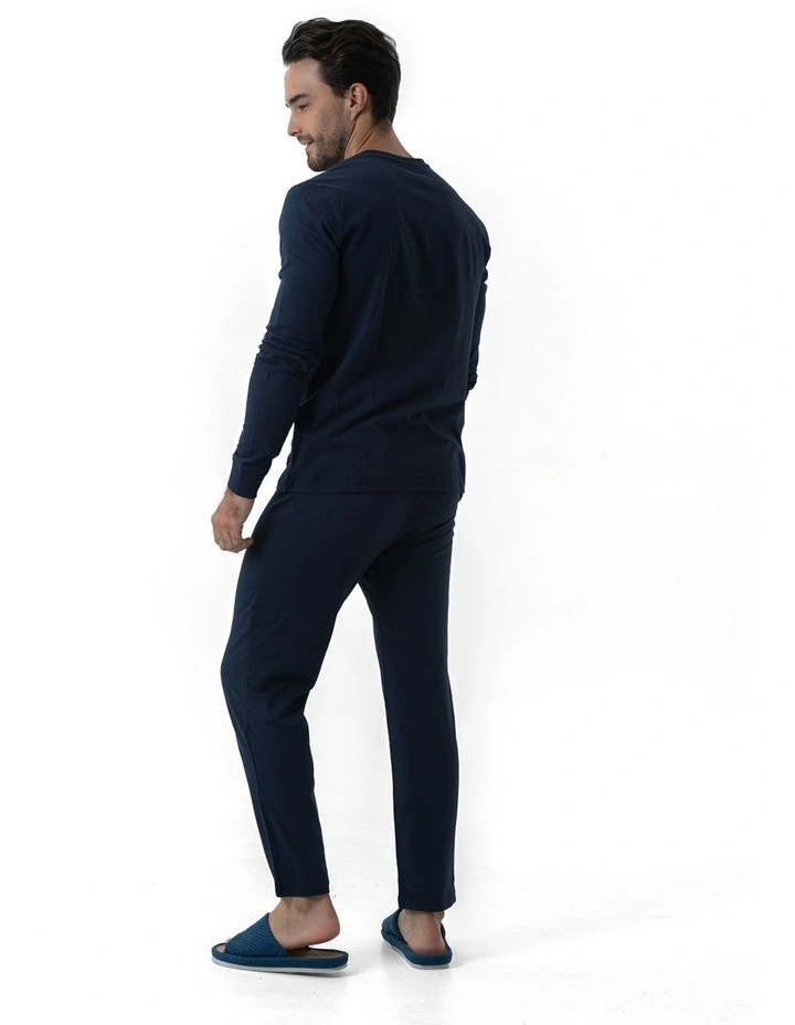 Essential Knit PJ Set in Navy image 2