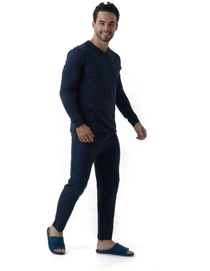 Essential Knit PJ Set in Navy image 3