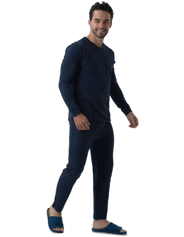 Essential Knit PJ Set in Navy image 3