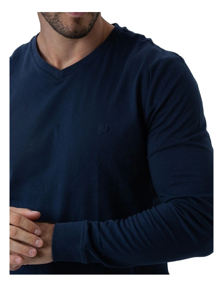 Essential Knit PJ Set in Navy image 4