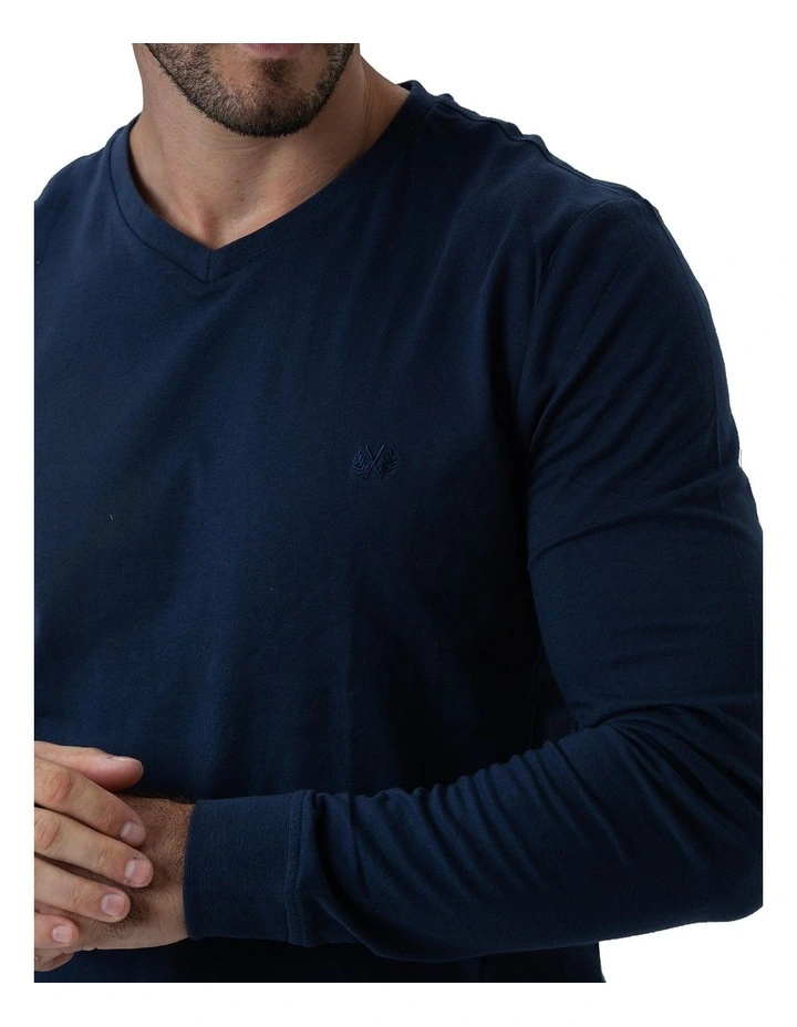 Essential Knit PJ Set in Navy image 4