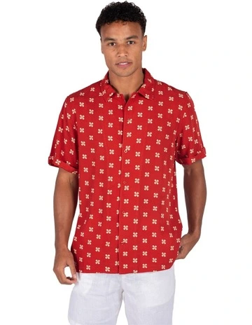 Noosa Camper Short Sleeve Shirt in Red