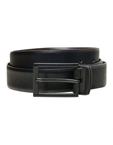 Terrace Reversible Textured Belt in Black/Brown
