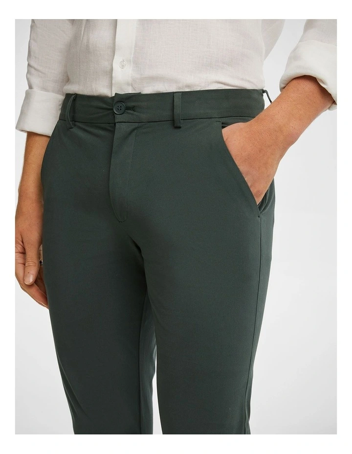 Danny Super Stretch Slim Chinos in Forest Green image 3