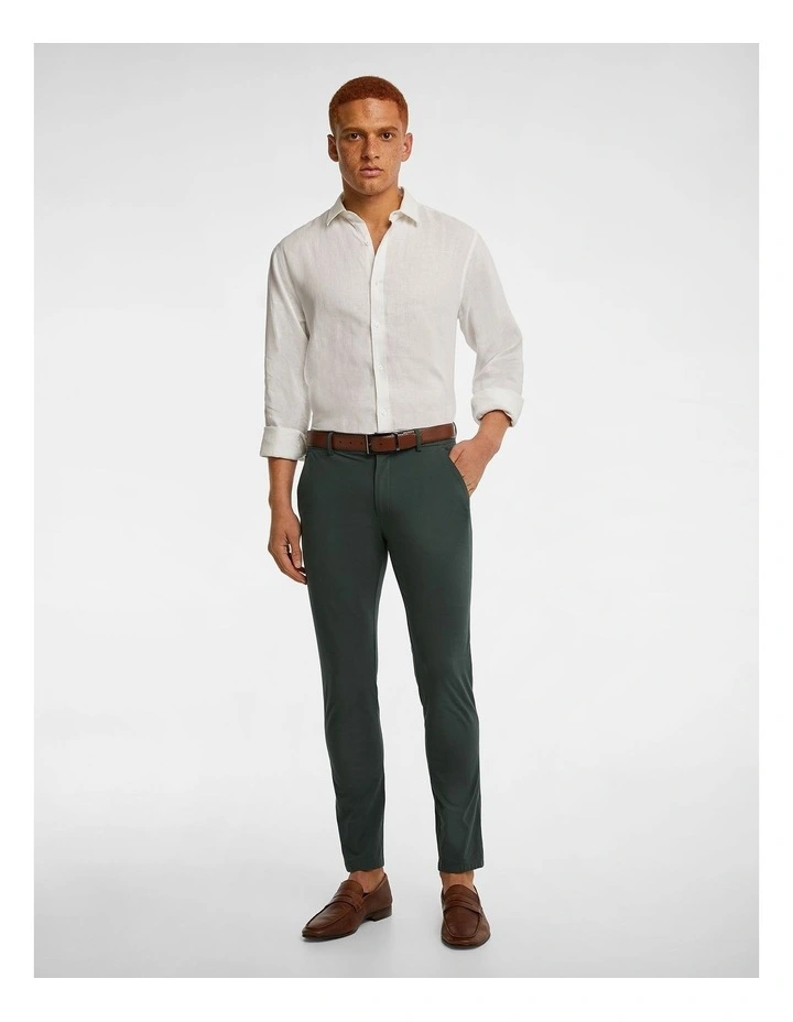 Danny Super Stretch Slim Chinos in Forest Green image 5