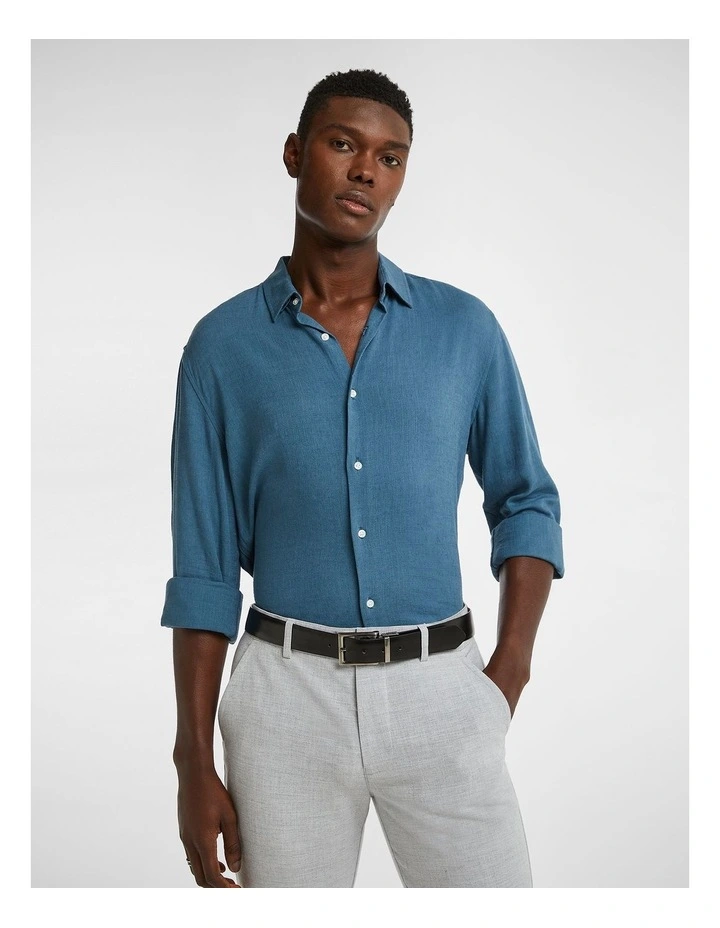 Vincent Viscose Blend Shirt in Teal image 1