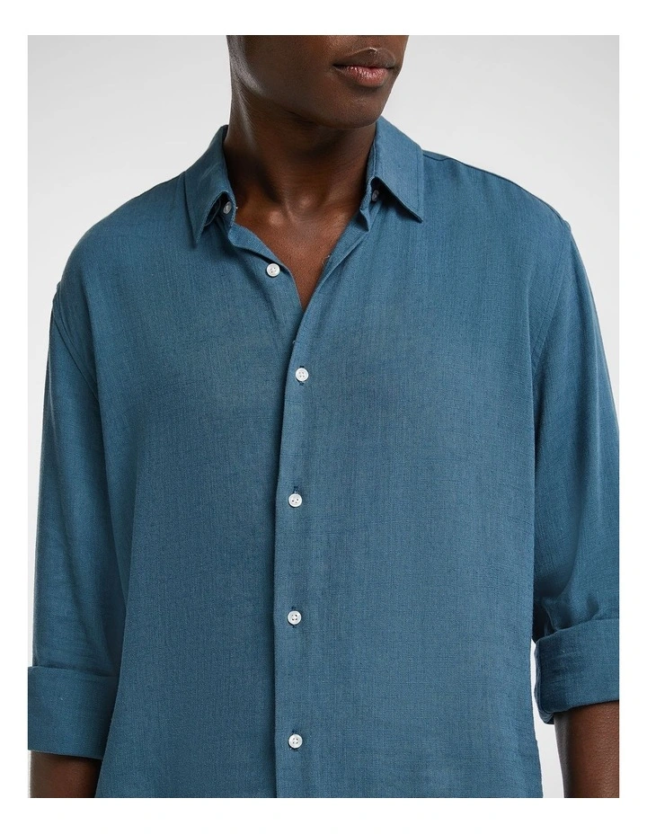 Vincent Viscose Blend Shirt in Teal image 3